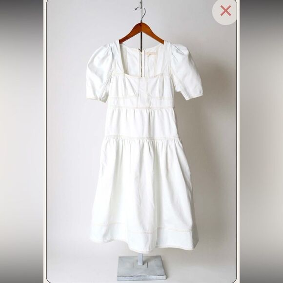 NWT Ulla Johnson Ames MIDI Cotton Dress Whitewash- Size 0 - Picture 10 of 16